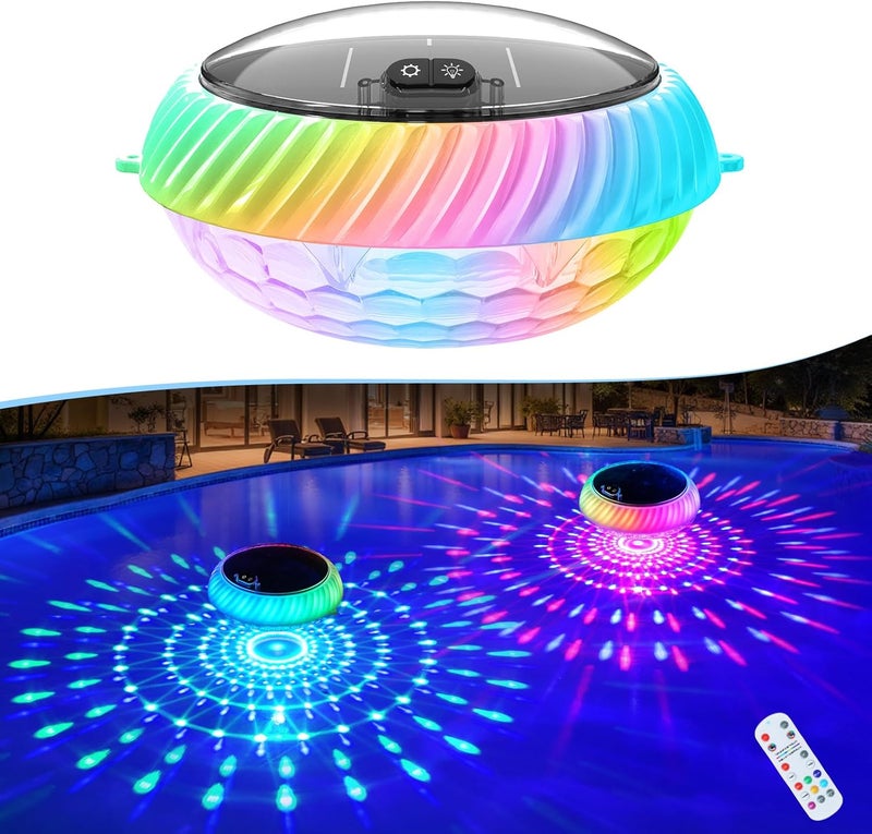 Goallim Floating Pool Lights Solar Charged, 7.6 Inch RGB Upper & Lower Color Changing Solar Pool Lights that Float with Dynamic Lighting Effects, IP68 Waterproof Floating Light for Pool Party Decor(1) - Image 1